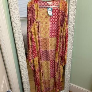 Easel Red and Yellow Duster Kimono